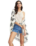 Sweatyrocks Kimono Vintage Floral Beach Cover Up Large Beige With Sleeves