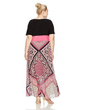 Jessica Howard Plus Size Elbow Sleeve Maxi Dress, Black/Fuchsia, 16W