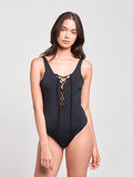 Sandy Lace Up One Piece Swim Black M Swimwear One Piece Black