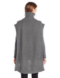 Turtle Neck Purl Poncho Grey Smoke One Size
