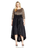 Eliza J Plus Size Fit And Flare Dress With HighLow Skirt, Black/Gold, 14W