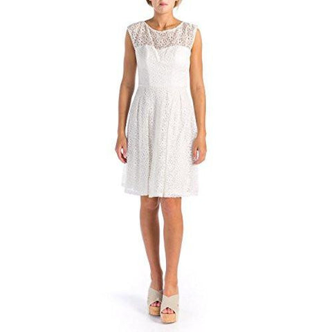 Sleeveless Eyelet Dress, White, 4