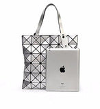 Bag Female Folded Geometric Plaid Bag Fashion Casual Tote Handbag Shoulder Bag Style Japan White Color
