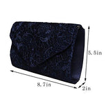 Road Evening Clutch Floral Lace Envelope Clutch Purses Elegant Handbags For Wedding And Party Blue