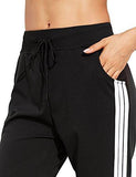 Sweatyrocks Drawstring Waist Striped Side Jogger Sweatpants With Pockets Black L