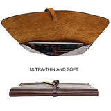 Unisex Pu Leather Envelope Sve Handheld Clutch Purse Brown