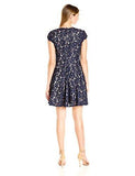 VNeck Fit And Flare Dress, Navy, 10