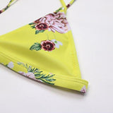 Mooskini Padded Floral Printing Bikini Beach Cover Up Two Piece Swimsuit Lus Size 68 Yellow