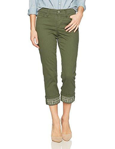 Dayla Wide Cuff Capri Jeans, TopiaryEmbroidered, 8