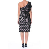 S Embellished One Shoulder Cocktail Dress Black 2