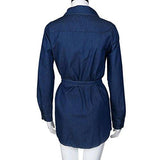 Aimtoppy Long Sleeve Denim Shirt Casual Blue Jacket Ladies Blouse Tops Xl