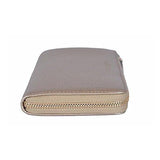 Pebbled Leather Quarter Zip Wallet 332747 9504 Metallic Golden Beige
