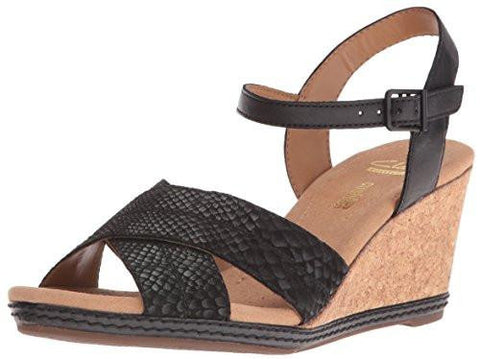 Helio Latitude Wedge Sandal Black Leather 7 M Us