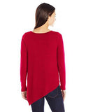 Long Sleeve Angled Hem Top, Red, Xl