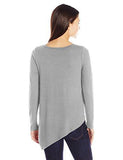 Long Sleeve Angled Hem Top, Light Heather Grey, Xl