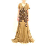 Sleeveless Lace Capelet Gatsby Dress 6 Taupe/Black
