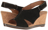 Clarks Helio Float Wedge Sandal Black Nubuck 8 M Us