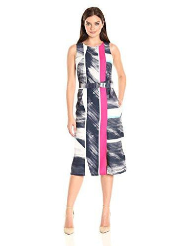 Belted Column Dress, Canvas Ink Chambray, 8