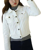 Only Faith ’S Solid Short Denim Jacket Long Sleeve Slim Jean Coat M White