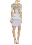 Sue Wong Cap Sleeve Beaded Cocktail Dress 8 Platinum