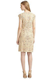 Soutache Embroidered Cap Sleeve VNeck Cocktail Evening Dress