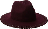 Lace Edge Panama Hat Wine Red One Size
