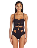 Kenneth Cole York Sexy Solids Lace Up Mio One Piece Swimsuit Black M