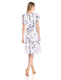 Floral Ruffle Sleeve Dress, Ivory/Navy, 6