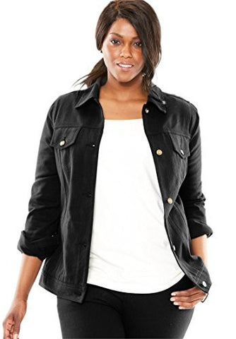 Jessica London Plus Size Classic Denim Jacket Black14