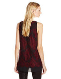 Lace Overlay Tank Top, Wine Black, XLarge
