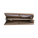 Pebbled Leather Quarter Zip Wallet 332747 9504 Metallic Golden Beige