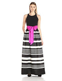 Ballgown With Stripe Skirt, Black/Ivory, 8