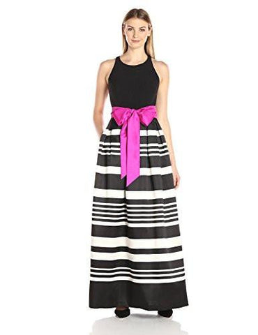 Ballgown With Stripe Skirt, Black/Ivory, 8