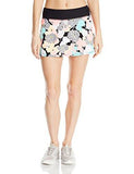 Recreation Pop Floral Camo Tennis Skirt With Solid Pleated Back Detail, Multi, S