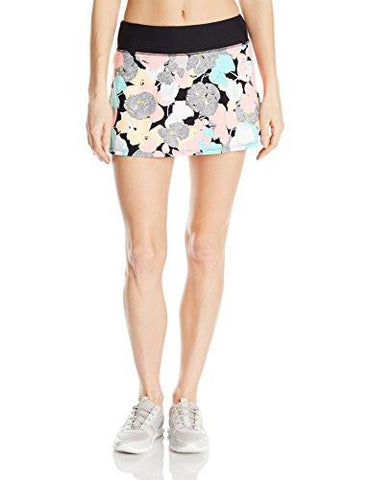 Recreation Pop Floral Camo Tennis Skirt With Solid Pleated Back Detail, Multi, S