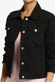 Themogan Distressed Ripped Black Dyed Slim Fit Denim Jacket Black M
