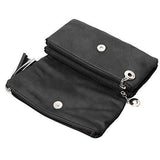 Midnight Black Textured Pu Faux Leather Quilted Pattern Triple Compartment Zipper Tassel Fashion Clutch Handbag