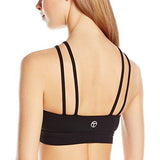 Recreation Zig Zag Solid Hi Neck Strappy Bra, Black, Large