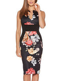 Fantaist Patchwork Floral Print Formal Business Party Wear To Work Dress M Ft601Black