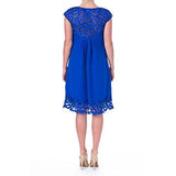 Womens Embroidered Cap Sleeves Cocktail Dress Blue 6