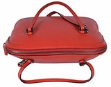 Medium Textured Leather Convertible Dome Handbag Sporting Red 6511