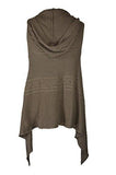 Cable Knit Vest With Hood In Taupe Heather Xlarge