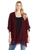 Fringe Poncho, Wine, Medium