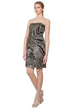 Embroidered Strapless Sheath Party Cocktail Dress