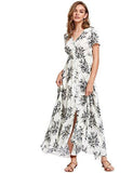 Milumia Button Up Split Floral Print Flowy Party Maxi Dress White Xxl