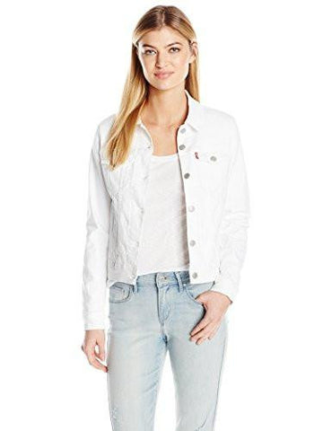Classic Trucker Jacket, Clean White Trucker, Large