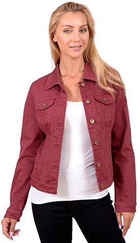 Redx Long Sleeve Buttonup Denim Jacket Large Burgundy