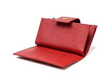 Wiberlux Prada Metal Logo Detail Real Leather Tab Wallet One Size Red
