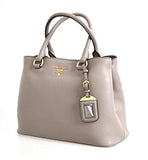 Prada 1Ba058 Grey Leather Shoulder Bag