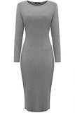 [Deal Of The Day]Creti Classic Slim Fit Long Sleeve Midi Dress